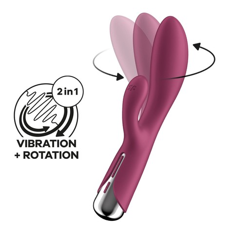 Satisfyer Spinning Rabbit 1 Red - вібратор кролик з ротацією - фото