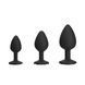 Набор анальных пробок (3,5; 4; 4,5 см) BMS Roses Til&rsquo; Dawn Silicone Anal Plug Kit Starter Kit Black (повреждена упаковка) - фото товара