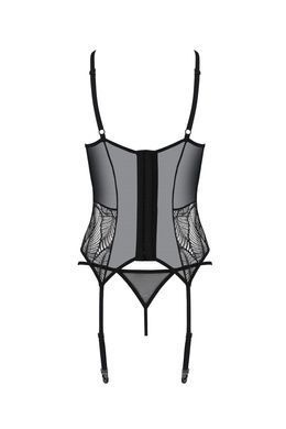 Корсет з підв'язками і трусики Passion LEAFA CORSET black S/M