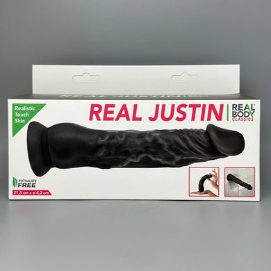 Длинный черный фаллоимитатор Real Body Real Justin (21,5 см) - фото