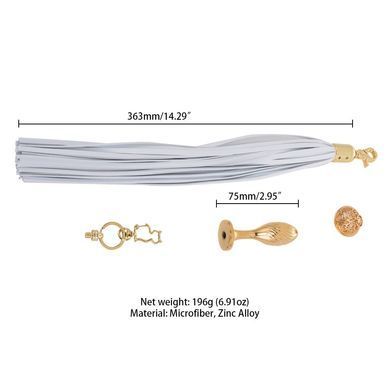 Анальна пробка-хвіст поні LOCKINK SEVANDA White Pony-Tail 3,7 см Anal Pear-shape Plug