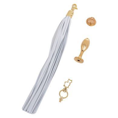 Анальна пробка-хвіст поні LOCKINK SEVANDA White Pony-Tail 3,7 см Anal Pear-shape Plug