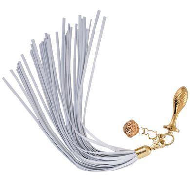 Анальна пробка-хвіст поні LOCKINK SEVANDA White Pony-Tail 3,7 см Anal Pear-shape Plug