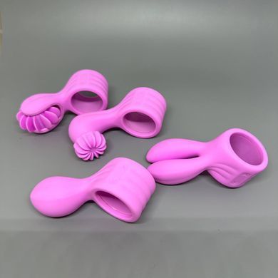 Вибратор с 4 насадками Otouch Magic Stick S1 Plus Pink розовый - фото