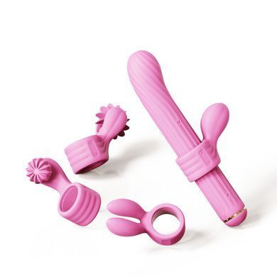 Вибратор с 4 насадками Otouch Magic Stick S1 Plus Pink розовый - фото