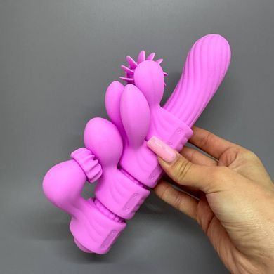 Вибратор с 4 насадками Otouch Magic Stick S1 Plus Pink розовый - фото