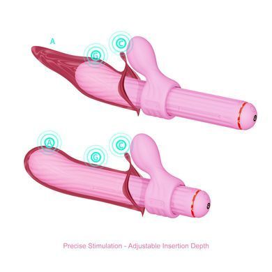 Вибратор с 4 насадками Otouch Magic Stick S1 Plus Pink розовый - фото