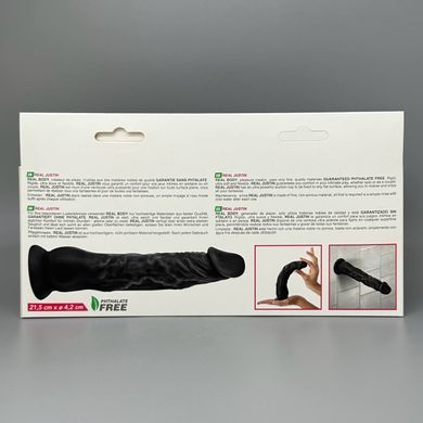 Довгий чорний фалоімітатор Real Body Real Justin (21,5 см) - фото