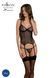 Корсет з підв'язками і трусики Passion LEAFA CORSET black S/M