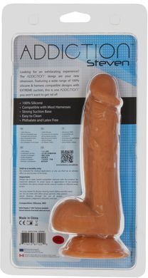 Фалоімітатор ADDICTION Steven 7.5" Silicone Dong Caramel (19 см) - фото