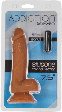 Фалоімітатор ADDICTION Steven 7.5" Silicone Dong Caramel (19 см) - фото