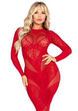 Сукня Leg Avenue Lace and Net Bodycon Gown One Size Red