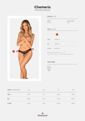 Трусики Obsessive Chemeris crotchless panties XS/S черные