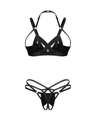 Еротичний комплект з доступом Obsessive Keira Lise 2-pcs crotchless set S/M - фото