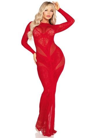 Платье Leg Avenue Lace and Net Bodycon Gown One Size Red