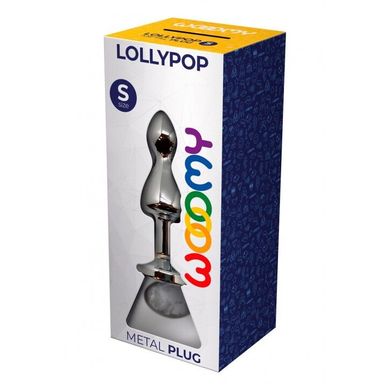 Анальная пробка с кристаллом Wooomy Lollypop Double Ball Metal Plug S (2,8 см) - фото