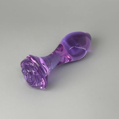 Скляна анальна пробка в формі троянди NS Novelties CRYSTAL ROSE PURPLE (3 см) - фото