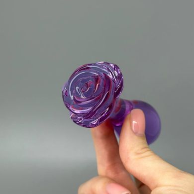 Скляна анальна пробка в формі троянди NS Novelties CRYSTAL ROSE PURPLE (3 см) - фото