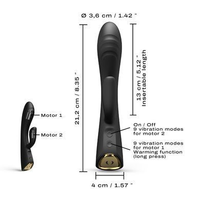 Dorcel FLEXI RABBIT BLACK - вібратор кролик з підігрівом чорний  - фото