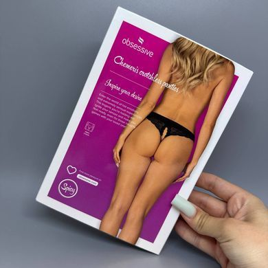 Трусики Obsessive Chemeris crotchless panties XS/S черные