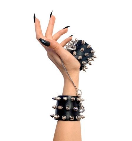 Наручники з шипами Art of Sex Rose Spiked Leather Handcuffs чорні, Чорний