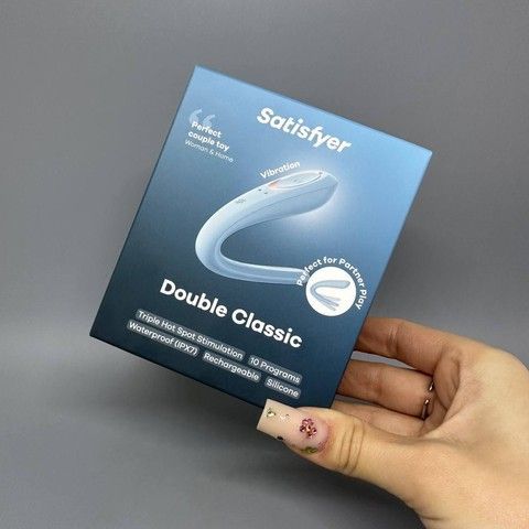 Satisfyer Partner Double Classic Light Blue - вібратор для пар блакитний - фото