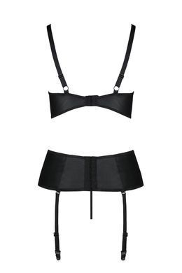 Корсет з підв'язками і трусики Passion JANNIES CORSET black S/M