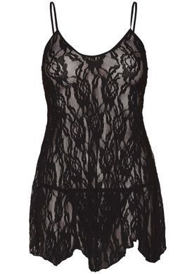 Сорочка та трусики Leg Avenue Rose Lace Flair Chemise Black Plus Size