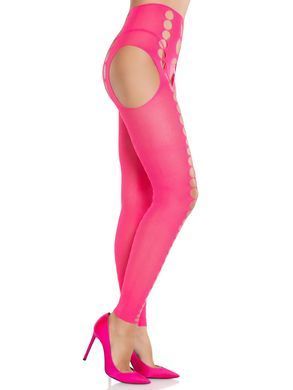 Еротичні колготки Leg Avenue Seamless Opaque Footless Suspender Hose One Size Neon Pink - фото