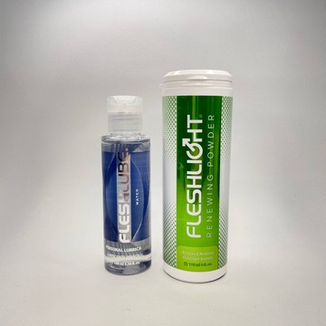 Набір для секс-іграшок Змазка Fleshlube Water на водній основі (100 мл) + Тальк Renewing Powder Fleshlight (118 мл)