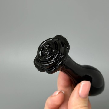 Стеклянная анальная пробка в форме розы NS Novelties CRYSTAL ROSE BLACK (3 см) - фото
