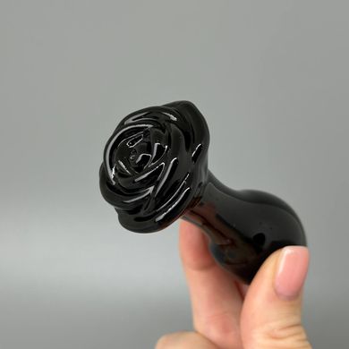 Стеклянная анальная пробка в форме розы NS Novelties CRYSTAL ROSE BLACK (3 см) - фото
