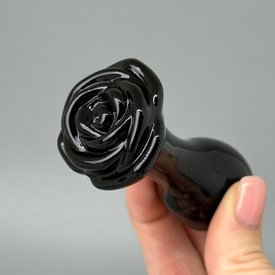 Скляна анальна пробка в формі троянди NS Novelties CRYSTAL ROSE BLACK (3 см) - фото