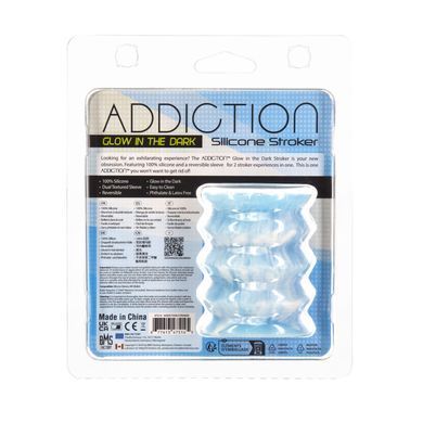 Наскрізний мастурбатор з 2 рельєфами ADDICTION Silicone Reversible Stroker Glow in the Dark - фото