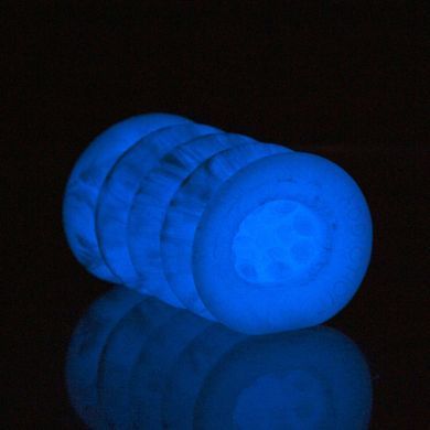 Наскрізний мастурбатор з 2 рельєфами ADDICTION Silicone Reversible Stroker Glow in the Dark - фото