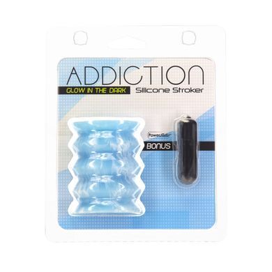 Наскрізний мастурбатор з 2 рельєфами ADDICTION Silicone Reversible Stroker Glow in the Dark - фото