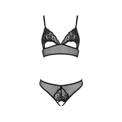 Комплект белья бра и трусики с доступом Passion Christa Set with Open Bra black L/XL - фото