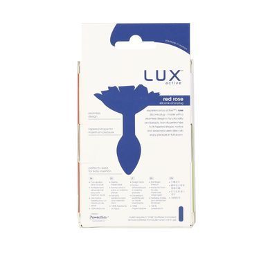 Силиконовая анальная пробка (2,8 см) с розой и вибропулей Lux Active Red Rose Silicone Anal Plug - фото