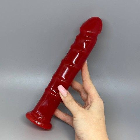 Гелевый дилдо на присоске Doc Johnson Jelly Jewels Red (20 см) - фото