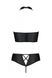 Комплект з еко-шкіри: бра та трусики з імітацією шнурівки Nancy Bikini black L/XL - фото товару