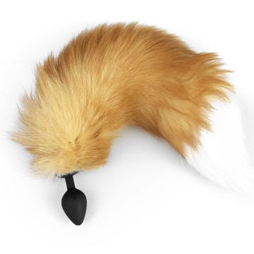 Анальна пробка з рудим хвостом із хутра Art of Sex size M Foxy fox (3,4 см)