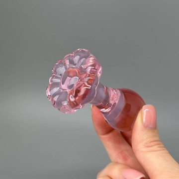 Скляна анальна пробка в формі квітки NS Novelties FLOWER PINK (3 см) - фото