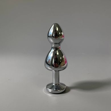 Анальна пробка з кристалом Wooomy Lollypop Double Ball Metal Plug L (3,5 см) - фото