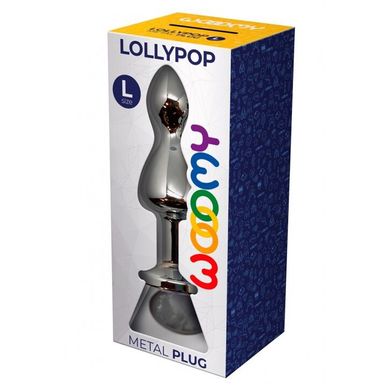 Анальная пробка с кристаллом Wooomy Lollypop Double Ball Metal Plug L (3,5 см) - фото
