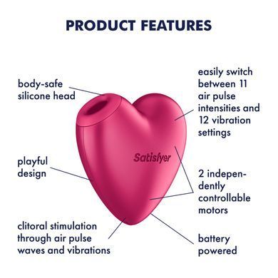 Satisfyer Cutie Heart Battery Series - вакуумний кліторальний стимулятор - фото