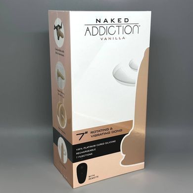 Фалоімітатор з вібрацією і ротацією ADDICTION Naked 7" Rotating & Vibrating Dildo with Remote Vanilla (17,8 см) - фото