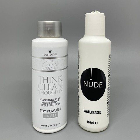 Набір Змазка NUDE (100 мл) + Тальк Sensuva Think Clean Thoughts Toy Powder (56 г)