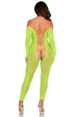 Бодистокинг Leg Avenue Crotchless Footless Lingerie Bodystocking One Size Neon Green - фото