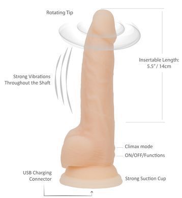 Фаллоимитатор ADDICTION Naked 8" Rotating & Vibrating Vanilla (20,3см) - фото