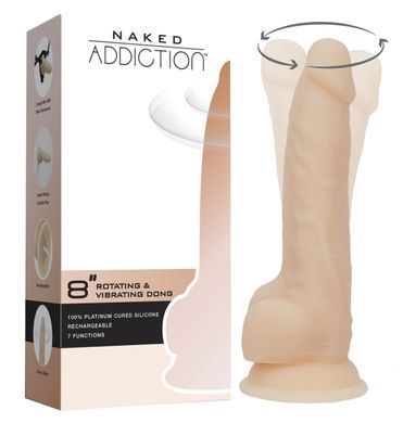 Фаллоимитатор ADDICTION Naked 8" Rotating & Vibrating Vanilla (20,3см) - фото